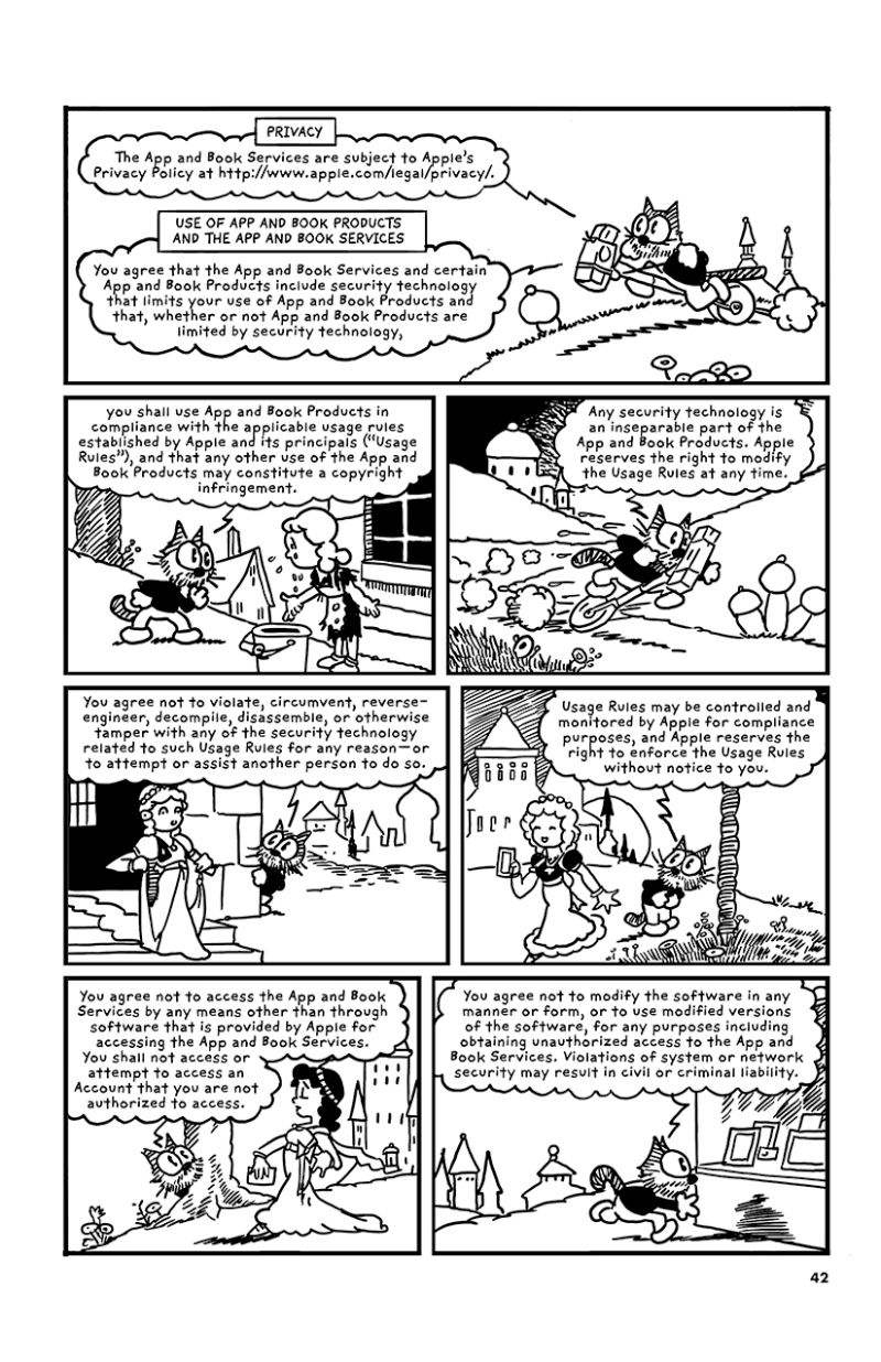 Convierten los términos y condiciones de iTunes en una delirante novela gráfica
