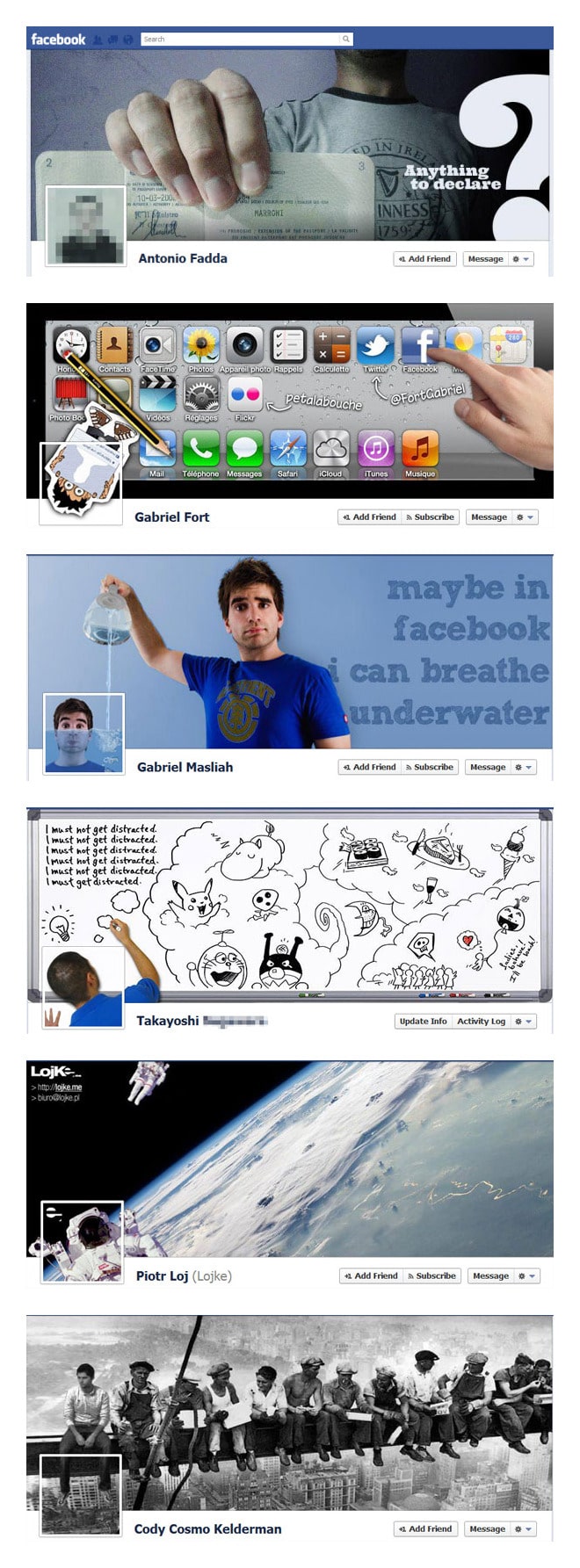 Las portadas más curiosas y originales de Facebook