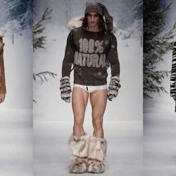 Looks alpinos de Moschino, marcados por las pieles y los materiales naturales