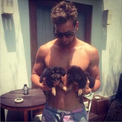 Perros y abdominales en @hotdudeswithdogs